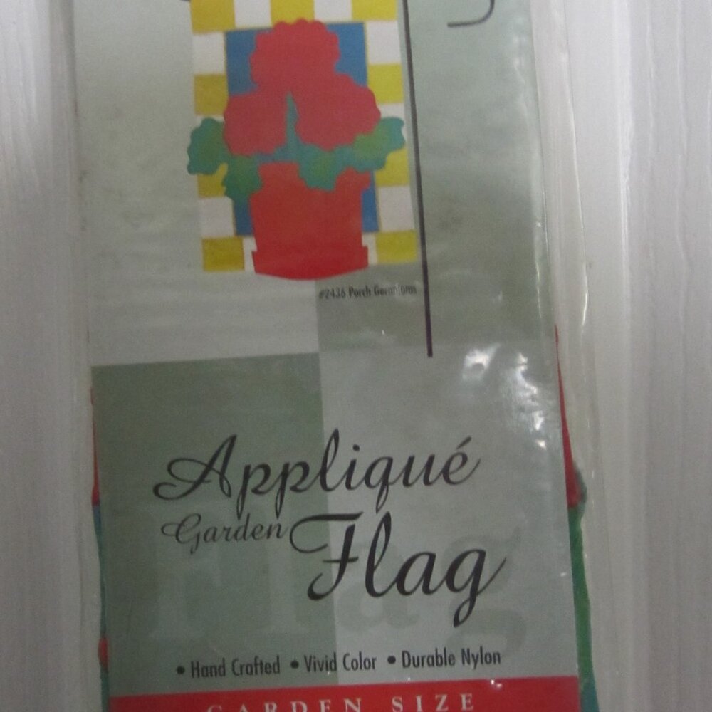 PORCH GERANIUMS GARDEN FLAG ~ BRAND NEW, SEALED/11" X 15"/Toland